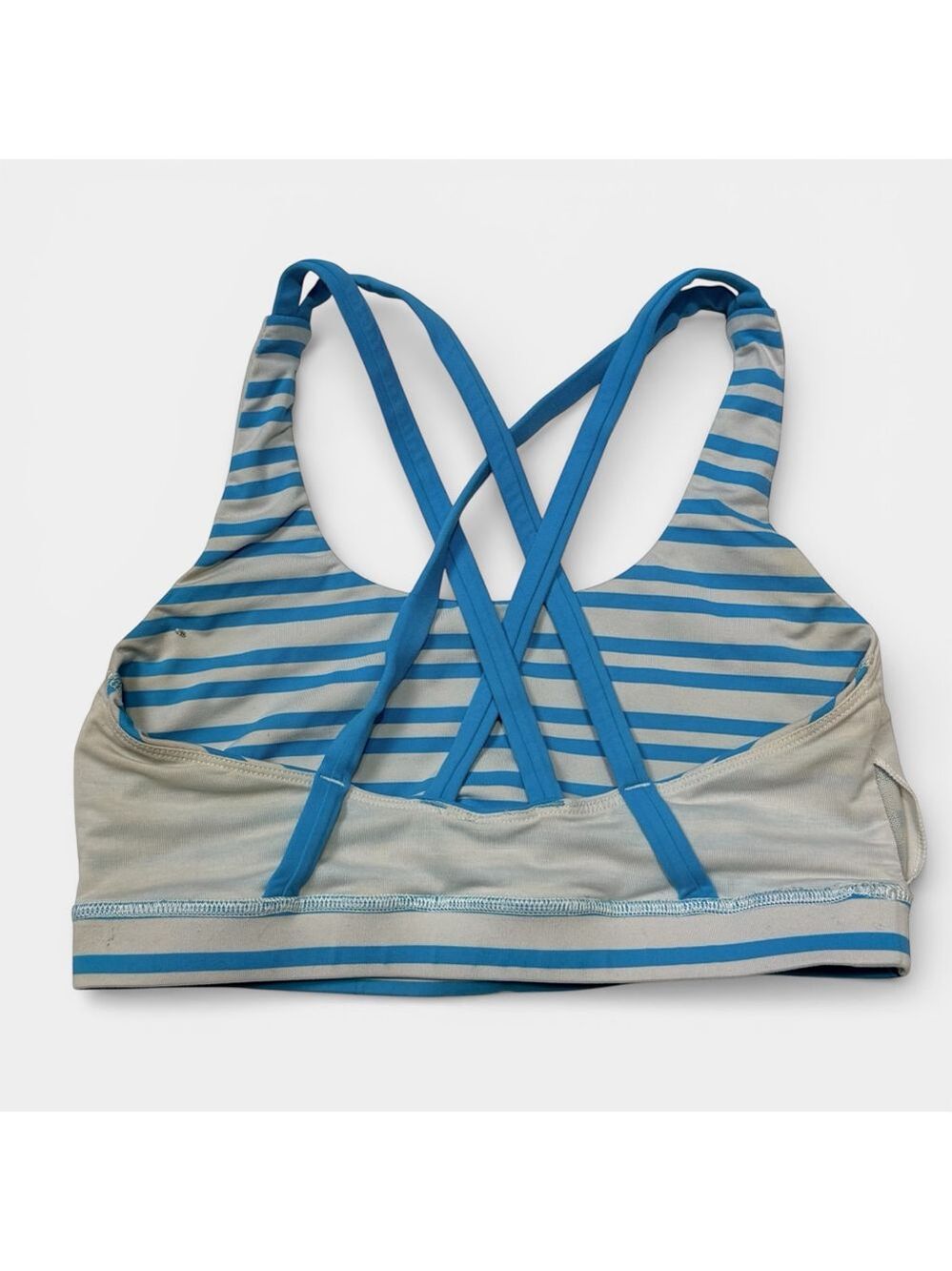 LULULEMON Energy Bra Twin Stripe Spry Blue Sports Bra, Athletic Bra, Sz 6 - Picture 11 of 13